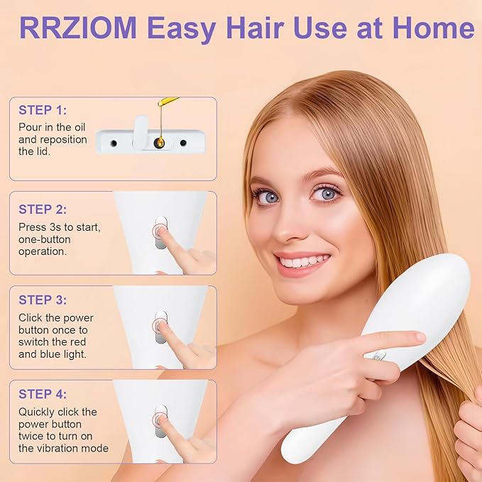 Hair Oil Applicator for Scalp, Electric Scalp Massager Comb, Hair Brush for Hair Fluid Essential Oil Serum, Use for Home & Travel (White)