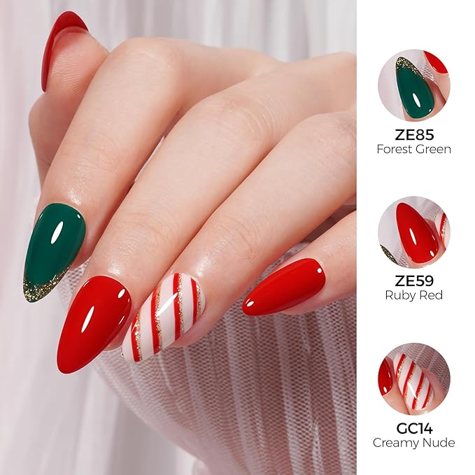 TOMICCA Green Gel Nail Polish, Forest Green Color Gel Polish, Soak Off UV LED Cure Nail Polish, Nail Art Manicure Salon DIY at Home Present for Women