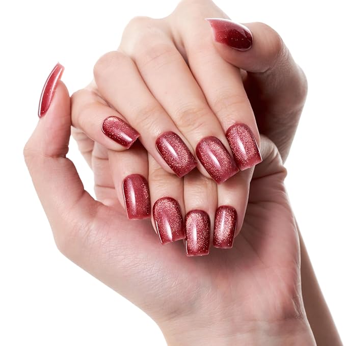 GLAMERMAID Blue Waves French Tip Press on Nails Medium Square, Ocean Dull Polish Gel Stick on Fake Nals Short Square, Matte Nude Glue 0n Nails Kit for Women, Reusable Acrylic False Nails Manicure Set