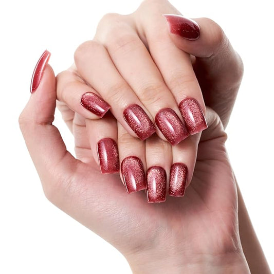 GLAMERMAID Blue Waves French Tip Press on Nails Medium Square, Ocean Dull Polish Gel Stick on Fake Nals Short Square, Matte Nude Glue 0n Nails Kit for Women, Reusable Acrylic False Nails Manicure Set