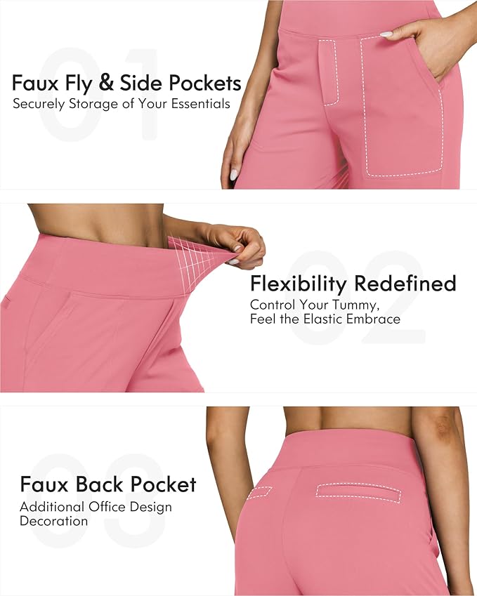 G4Free Yoga Pants Women Wide Leg Pants with Pockets High Waist Stretch Dress Casual Sweatpants Petite/Regular/Tall