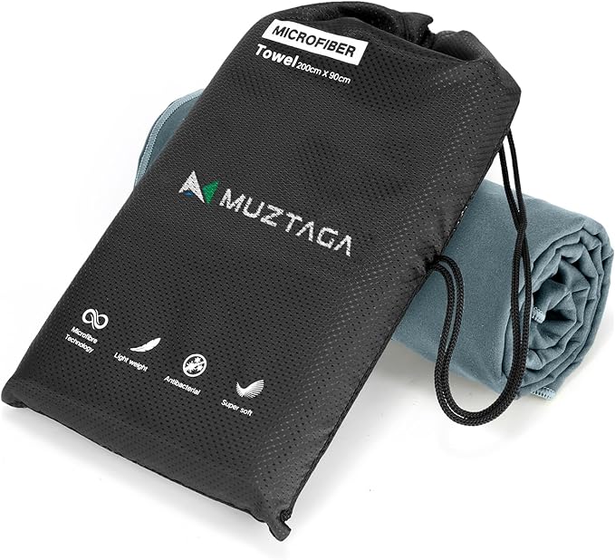 Microfiber Beach Towel-Perfect for Travel, Sports, Camping, Swimming, Yoga, Gym- Quick Dry, Sand Free, Compact, Lightweight, Absorbent (Grey,X-Large(200x90cm, 78x35”))