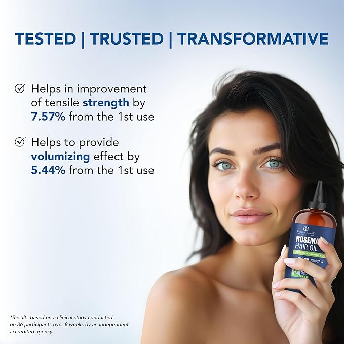 Botanic Hearth 100% Pure Rosemary Oil For Hair Growth | Infused with Biotin, Jojoba & Castor Oil | Hair Oil Repairs Dry Damaged Hair, Strengthening, Healthier - Hair Tonic, 16.0 fl oz