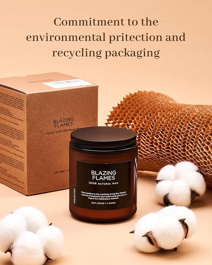 M&SENSE Baltic Amber Scented Organic Soy Wax Clean Non Toxic Candle, Cotton Wick 7.05oz Up to 50 Hours Burn Time, Housewarming Candle for Home Scented