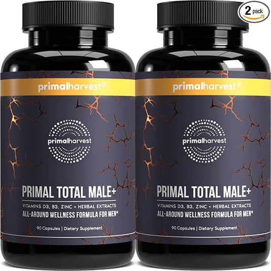 Primal Harvest Total Male+ Multivitamin for Men with Essential Vitamins, Minerals and Herbal Support for Energy, Vitality, Immune Health and Performance