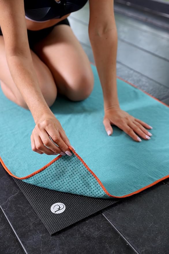 Eunzel 2 Pack Hot Yoga Towel - Microfiber Non Slip Yoga Mat Towel with Grip Dot Sweat Absorbent Towel for Hot Yoga, Pilates and Fitness 72" x 24", Dark Cyan/Steel Blue