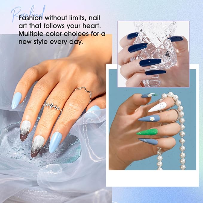 ROSALIND Blue Gel Nail Polish Set, 12 Colors Blue Shades Gel Polish Soak Off Aquarius Winter Gel Polish Set for Nail Art Gift