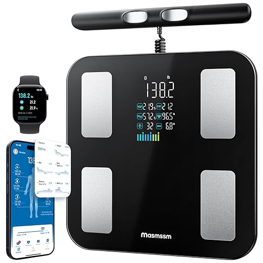 Scale for Body Weight 8 Electrodes, FSA&HSA Eligible, Digital Bathroom Scale with Large VA Display, 28 Metrics Dual Frequency BIA Measurement Smart Weight Scale Compatible with iOS & Android