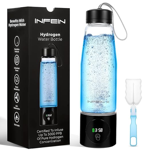 Hydrogen Water Bottle, 3000PPB Portable Hydrogen Water Ionizer Machine, Rechargeable Hydrogen Water Bottle Generator,with SPE & PEM, Hydrogen Water Cup for Exercise, Travel, Home, Office -Black