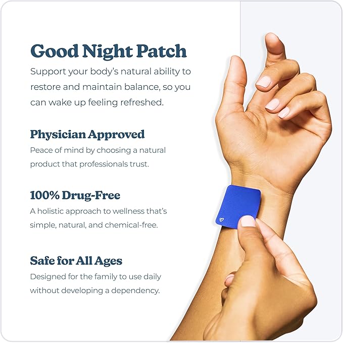 Vibrants Good Night Patches | Natural Bio-Frequency Patches for Sleep | Essential Pack of 28 Plus Refillable Case