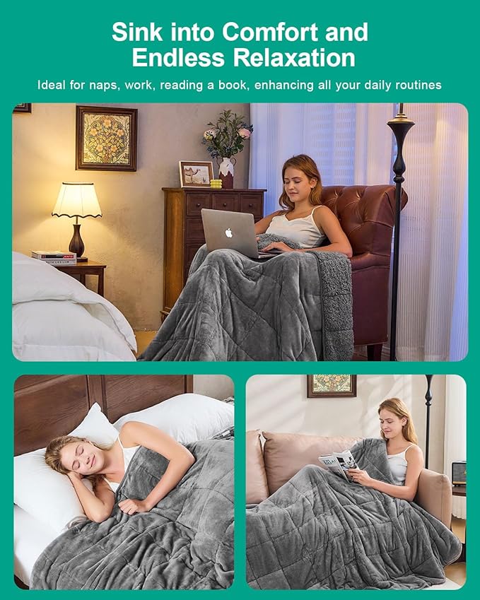 Super Fuzzy Soft Sherpa Fleece Weighted Blanket, 12 lbs Dual Sided Fluffy Heavy Weighted Blankets for Adults - No Bunching with Double Layers of Soft Inner Lining (48"x 72", 12 Pounds)
