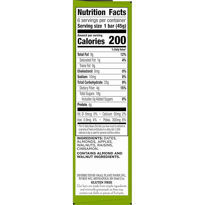 Larabar Apple Pie Fruit and Nut Bars, Gluten Free and Vegan, 9.6 oz, 6 Ct