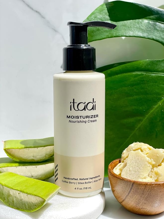 ITADI Organic Natural Daily Face Moisturizer Cream | Coffee Berry, Aloe Vera & Shea Butter Infused Hydration | Soothing for Dry Skin | Lightweight Face Cream With Vitamins + Aloe Vera - 4 fl oz
