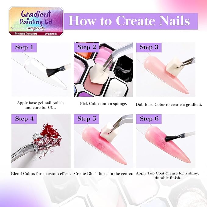 Gradient Painting Gel, 24 Bright Glitter Gold&Silver Black&White Pearlescent Colors Ombre Gel Nail Polish for Light Pigment Pat Nail Gel Kit French Manicure No-wipe DIY Nail Art Soak of UV A