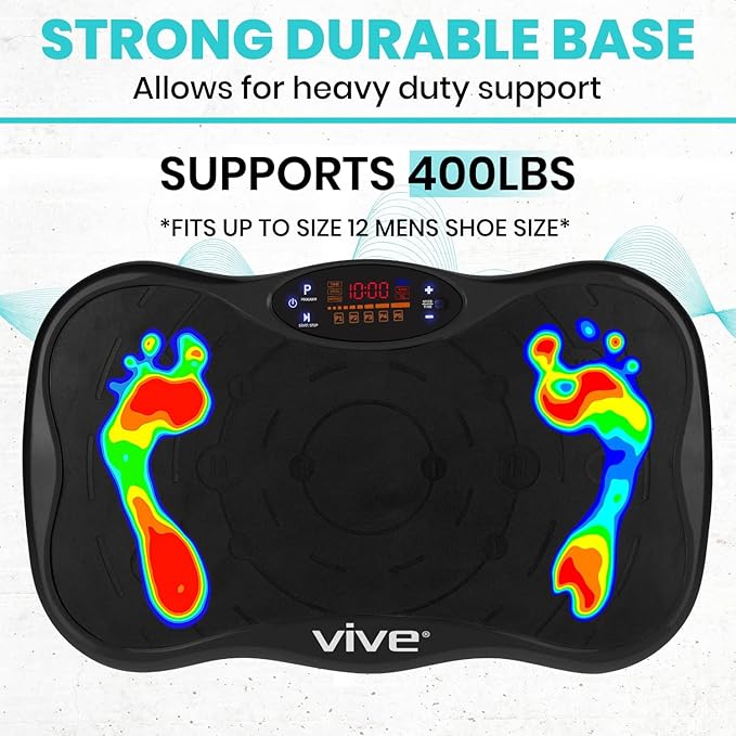 Vive Vibration Plate Exercise Machine - Shake Plate Vibration Platform with Resistance Exercise Bands - Lymphatic Drainage Machine for Shaping, Toning, Wellness, Recovery, and Weight Loss