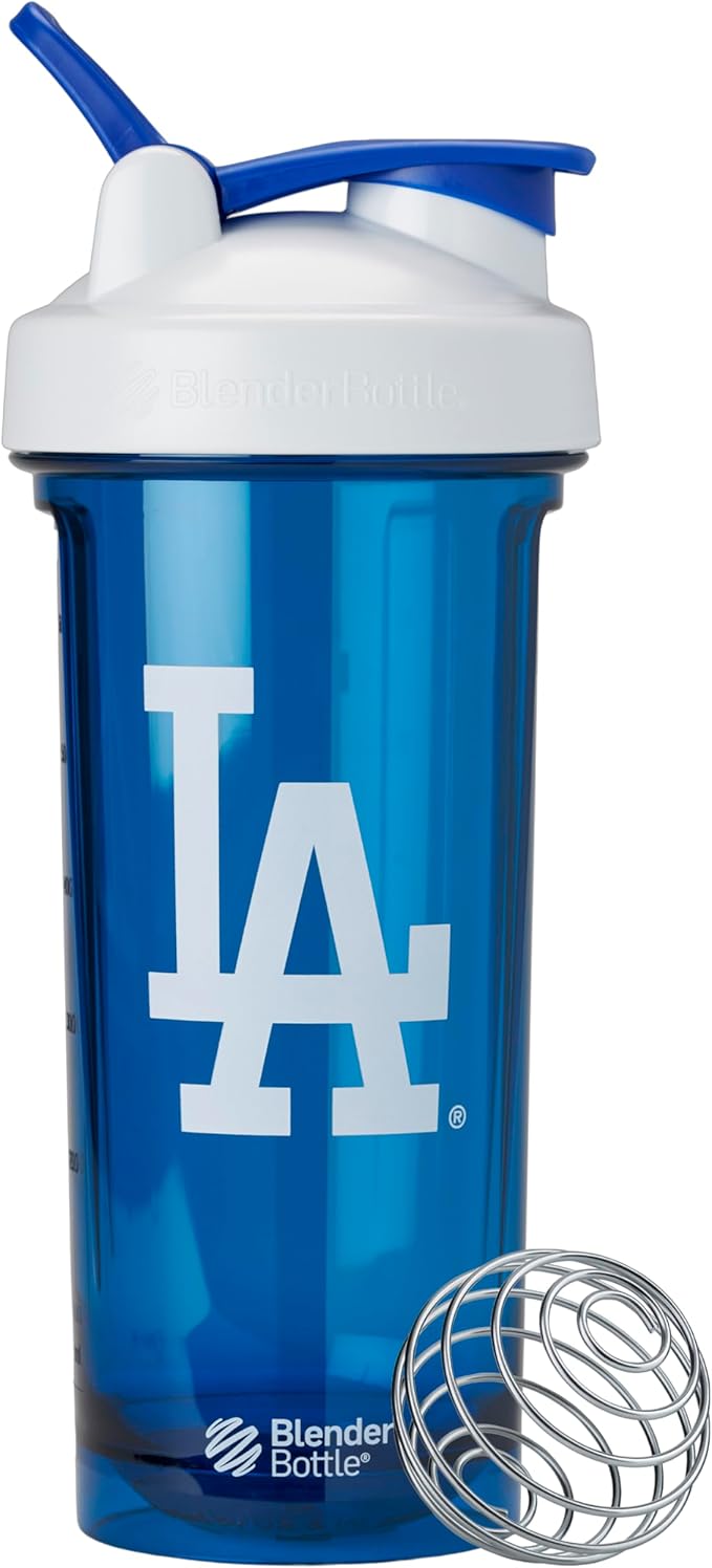 BlenderBottle Shaker Bottle Pro Series Perfect for Protein Shakes and Pre Workout, 28-Ounce, White/Blue (Los Angeles Dodgers)