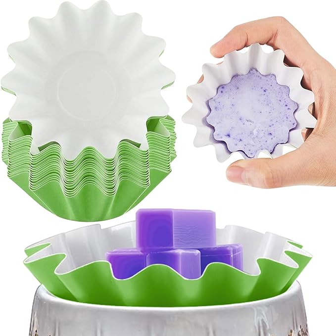 Boao Wax Melt Liners Reusable Wax Warmer Containers Leakproof Cups for Scented Candle, Paper Holders for Electric Pluggable Melter and Burner(Green,50 Pieces)