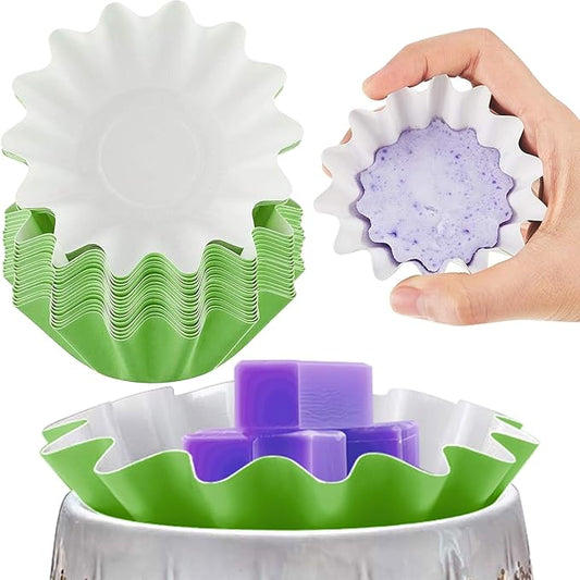 Boao Wax Melt Liners Reusable Wax Warmer Containers Leakproof Cups for Scented Candle, Paper Holders for Electric Pluggable Melter and Burner(Green,50 Pieces)