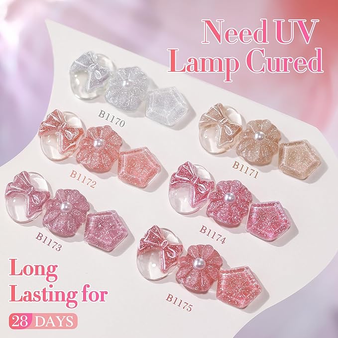 Double Rhythm 0.5 Oz Glitter Gel Polish Set of 6 Color with Display Board 15 ml Full Size Kit Shimmer Reflective Sparkle Soak Off Manicure Salon DIY at Home (Silver Nude Rose Coral Pink-T6-39)