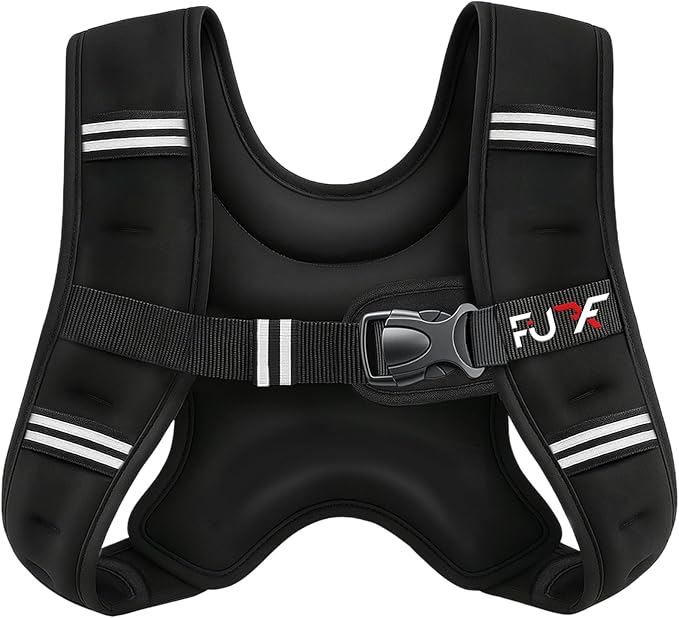 FUFF Weighted Vest Woman, 5/10/12/15/20/25/30 LB Womens Weight Vest for Walking, Strength Training Weight Vests for Female Men, Reflective Stripe Fitness Body Vest for Workout Running Jogging