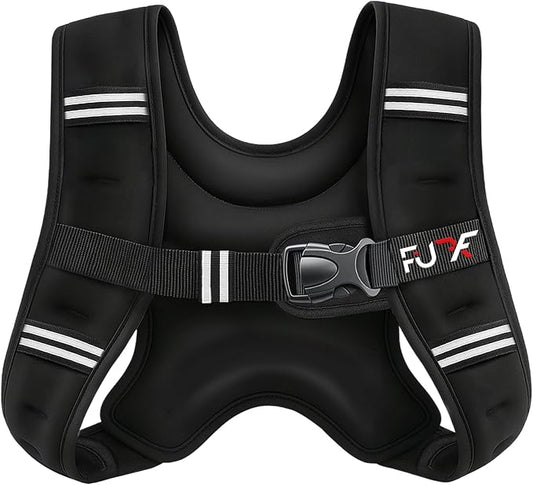 FUFF Weighted Vest Woman, 5/10/12/15/20/25/30 LB Womens Weight Vest for Walking, Strength Training Weight Vests for Female Men, Reflective Stripe Fitness Body Vest for Workout Running Jogging