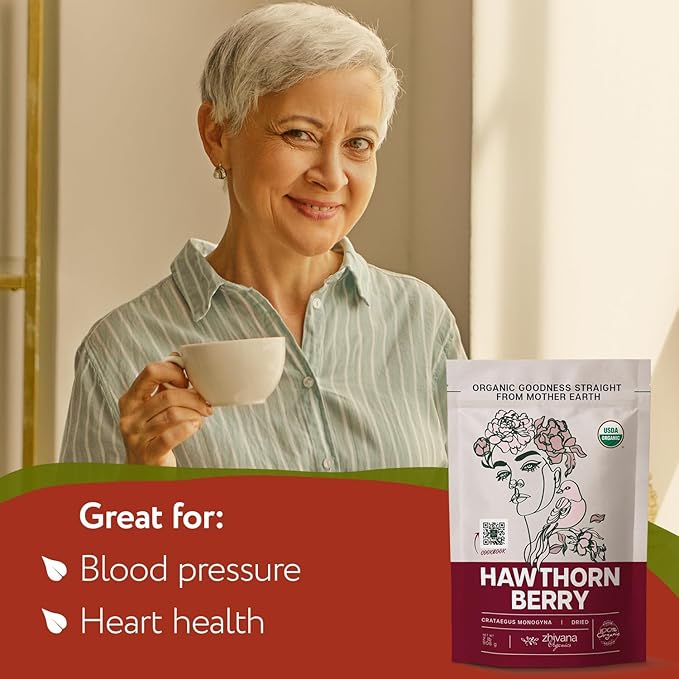 Organic Hawthorn Berry Tea (16oz.) 4 PACK - Hawthorne Berries for Herbal Tea, Tinctures, Recipes - Wild Crop - European Origin