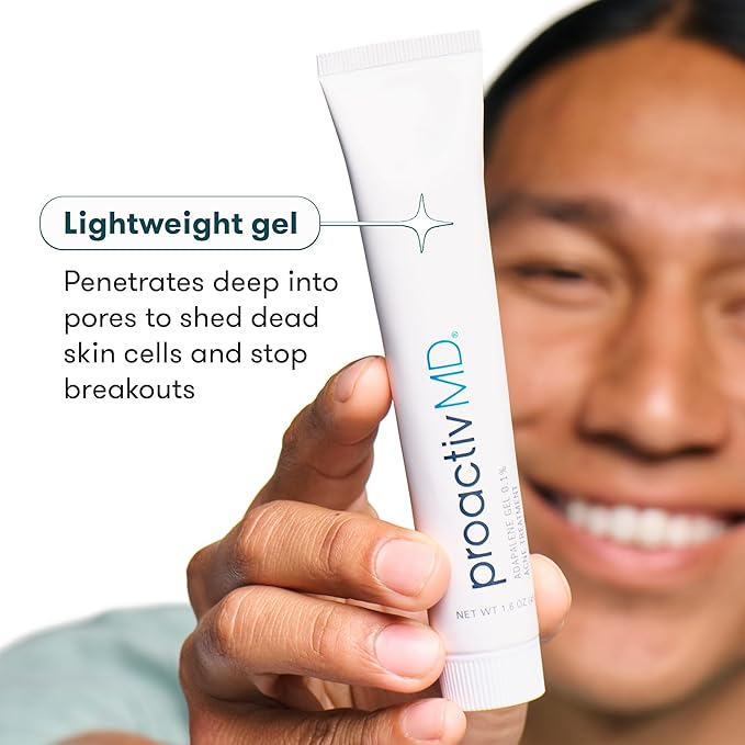 ProactivMD Adapalene Gel Acne Treatment, Paraben Free, Prescription Strength Retinoid For Face and Body Acne, .1% Solution, 1.6 Oz