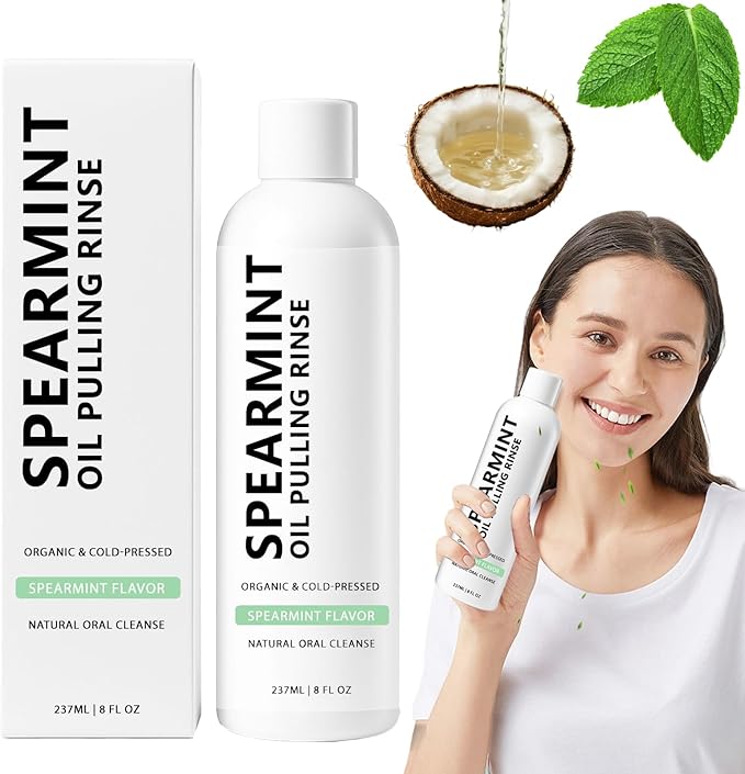 Spearmint Oil Pulling Mouthwash Rinse, Cold-Pressed Coconut Mouthwash, Fresh Breath & Oral Care, Cleans Deeply Gentle Yet Effective (1)