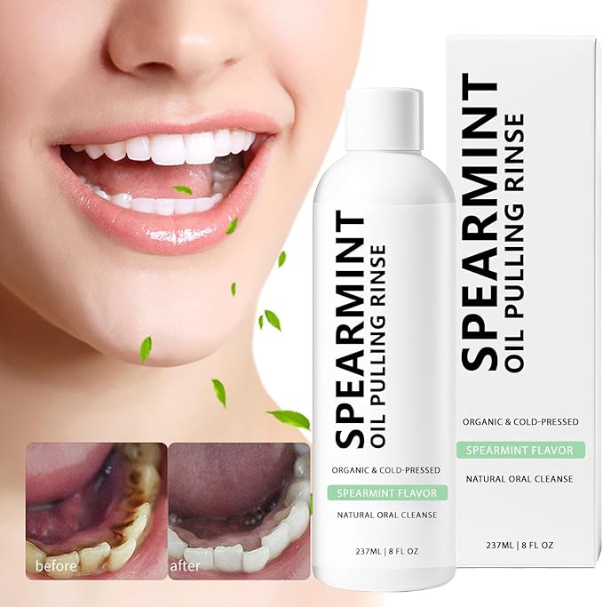 Spearmint Oil Pulling Mouthwash Rinse, Cold-Pressed Coconut Mouthwash, Fresh Breath & Oral Care, Cleans Deeply Gentle Yet Effective (1)
