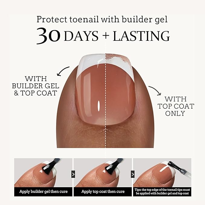 BTArtboxnails XCOATTIPS Toe Nail Tips - Upgrade Bigger Size French Tip Press On Toenails, Brown Soft Gel Toe Press On Nails, 150pcs Soak Off Fake Toe Nails Extensions