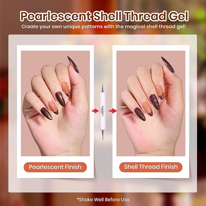 Beetles Winter Gel Polish Set - Toy Eden Gel Nail Polish Set 20 Colors Brown Orange Red Purple Glitter Shell Shread Green Nude Blue 24pcs with Base Top Coat UV LED Needed Gifts for Women