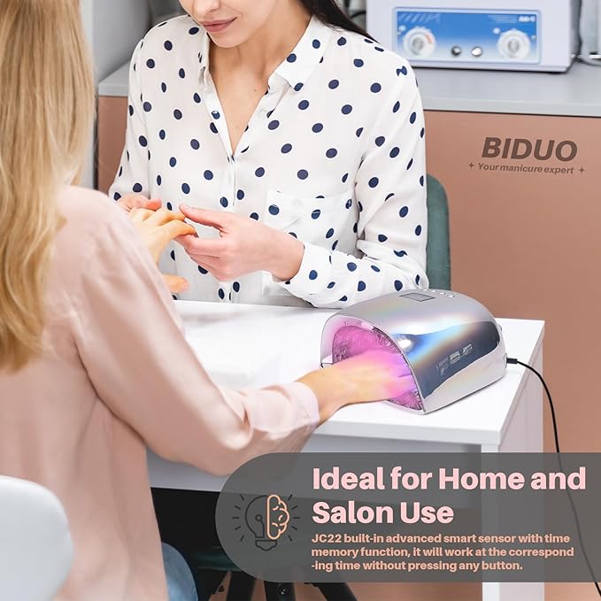 52 Beads Professional Nail Lamp,Cordless LED UV Light for Gel Nails,Electroplated Mirror-Finish Inner Wall and Base Plate,Rechargeable 18000 mAh Battery,84W High Power (Holographic Silver)