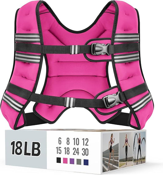 Weighted Vest for Women & Men with Reflective Stripe and Adjustable Buckle, Comfortable & Durable Rucking Vest for Walking, Running & Strength Training