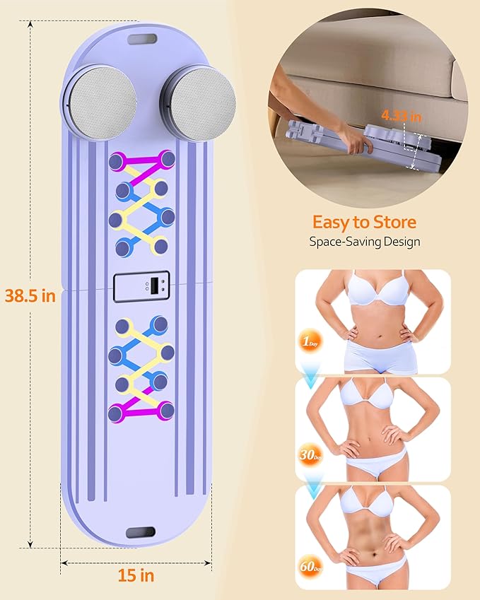 Pilates Board Pilates Reformer Set - Pilates Board for Home Workout, Multifunctional Pilates Board for Core, Glutes, Balance Training, Non-Slip Design with Cushioned Pads, Portable Pilates Board