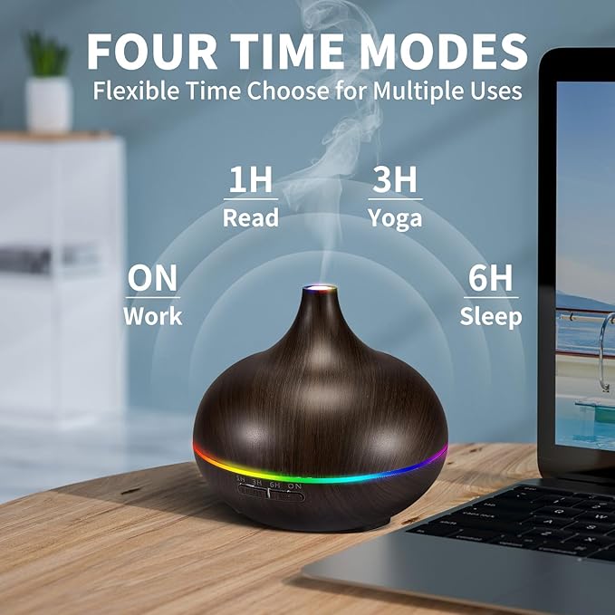 Aromatherapy Essential Oil Diffuser Set - 550ML Ultrasonic Humidifier for Large Rooms - Vaporizer and Aroma Diffuser for Home Bedroom