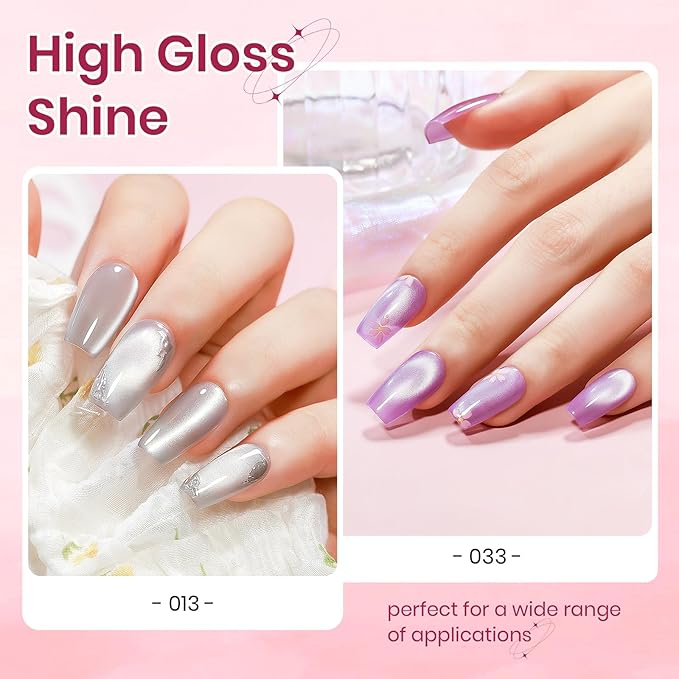24 Colors Cat Eye Gel Nail Polish Set, Summer Magnetic Nail Gel Polish Silver Nude Pink Blue Cateye Gels for Nails Varvish Home DIY