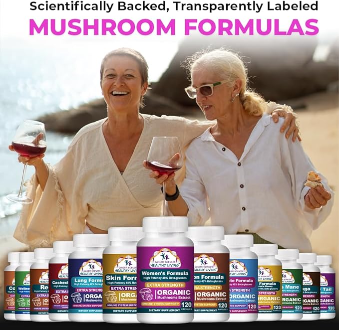 Cancer Sciences Organic Multivitamin for Women - Mushroom Supplement Extract - Hormonal & Immune Support Vitamins - 1,500mg Non-GMO Wellness Mushroom Complex with 40% Beta-Glucans,120 Capsules