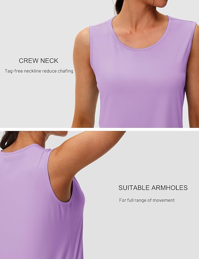 MAGCOMSEN Women's Workout Tank Top Athletic Muscle Sleeveless Crew Neck Shirt UPF 80+ Moisture Wicking Gym Running