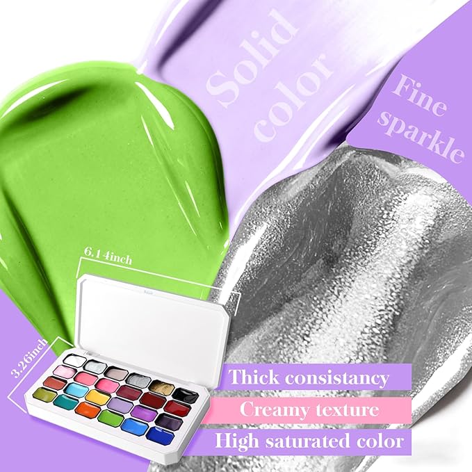 Gradient Painting Gel, 24 Bright Glitter Gold&Silver Black&White Pearlescent Colors Ombre Gel Nail Polish for Light Pigment Pat Nail Gel Kit French Manicure No-wipe DIY Nail Art Soak of UV A