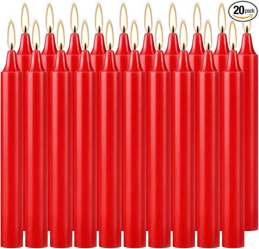 Set of 20 Red Candles –Spell Chime Candles for Christmas,Household, Wedding, Rituals, Prayer, Birthdays, Meditation, Altar,Party and Home Décor Candlesticks - 4 Inch Tall, Unscented (Red)