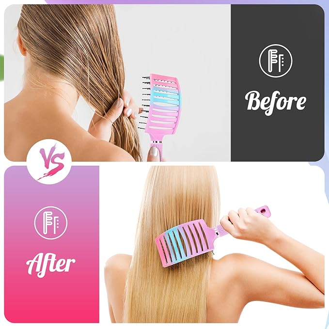 Hair Brush, Curved Vented Brush Faster Blow Drying, Paddle Detangling Hair Brushes for Women Men, Professional Curved Vent Styling Brush for Wet Dry Curly Thick Straight Hair
