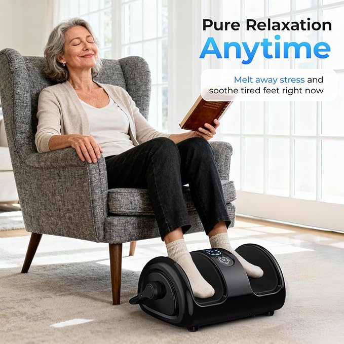 Foot Massager Machine with Heat - Shiatsu Deep Kneading for Foot Relaxation, 3 Speed & 4 Modes, Versatile Control Methods, Gift for Men Women