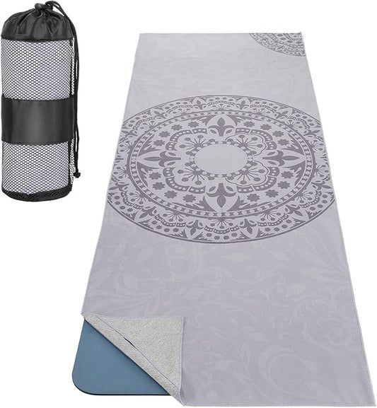 MoKo Yoga Towel, Non Slip Hot Yoga Blanket Printing Pattern Quick Dry with Corner Pocket for Bikram, Pilates, Gym Workout, Outdoor Picnic
