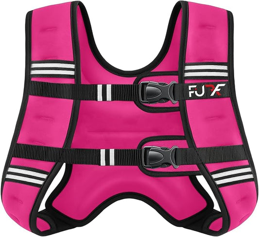 FUFF Weighted Vest Woman, 5/10/12/15/20/25/30 LB Womens Weight Vest for Walking, Strength Training Weight Vests for Female Men, Reflective Stripe Fitness Body Vest for Workout Running Jogging