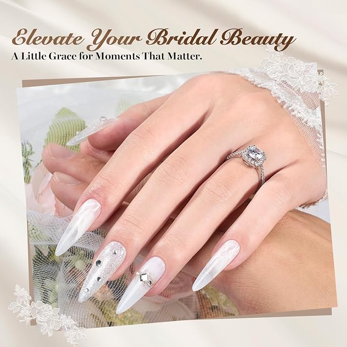 Beetles Wedding Gel Polish Kit – Wedding Beauty 6 Colors Gel Polish, Hema Free 15ml UV LED Soak Off Manicure with Base Coat Top Coat All in an Elegant Gift Box Nail Set for Bride