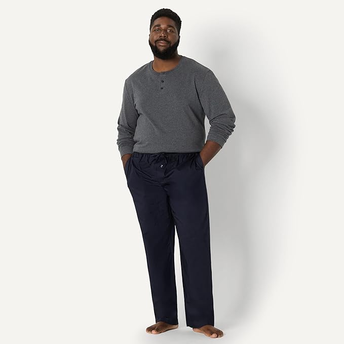 Amazon Essentials Mens Straight-Fit Woven Pajama Pant with Pockets