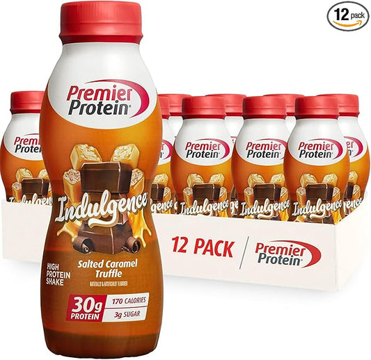 Premier Protein Indulgence Protein Shake, 30g Protein, 3g Sugar, Salted Caramel Truffle, 11.5 fl oz, Pack of 12