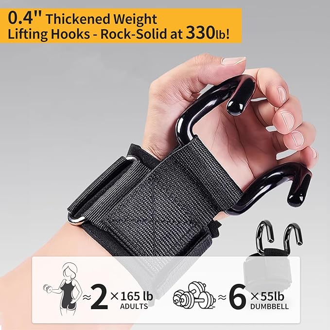 GPANDAG Weight Lifting Hooks and Lifting Grips for Men and Women(2 Pair), Lifting Straps Gym Grip for Weightlifting, Deadlifts, Pull-Ups, Strength Training, Wrist Wraps Hooks for Teen