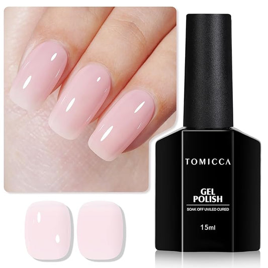 TOMICCA Gel Nail Polish, Light Pink Nail Polish Quick Dry, UV Jelly Pink Gel Polish Colors Long Lasting Nail Art Manicure Home DIY
