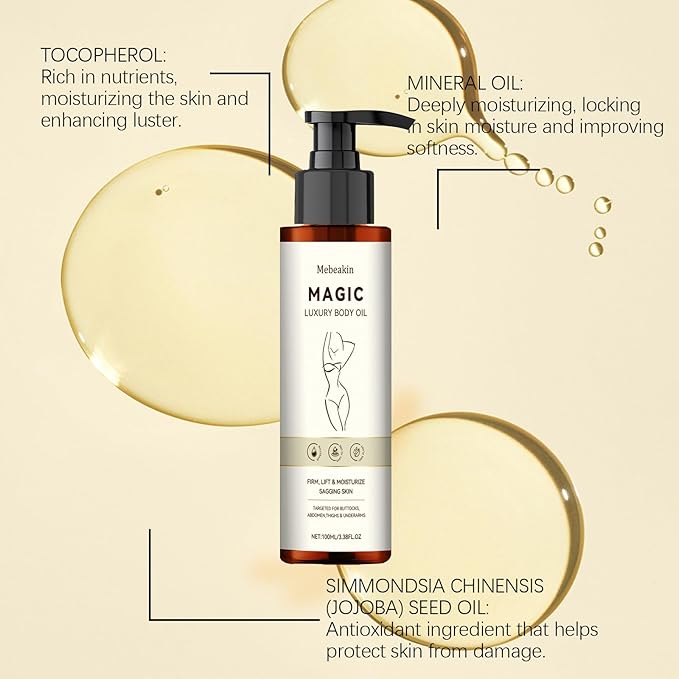 Magic Luxury Body Oil,Jojoba Ginger Extract – Skin Firming, Intense Hydration for Dry Skin, Nourishing Full Body Treatment, Non-Greasy Fast Absorbing Formula